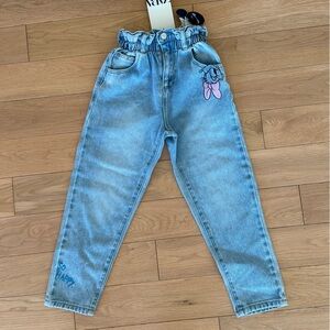 NWT Zara Kids Disney Minnie Mouse Denim Paper Bag Jeans 5-6